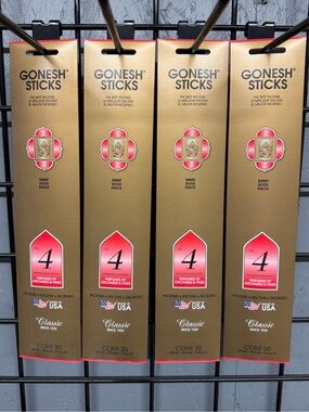 Gonesh Classic Sticks Incense -No. 4  Or hide & Vines (4 packs -total 80 sticks)